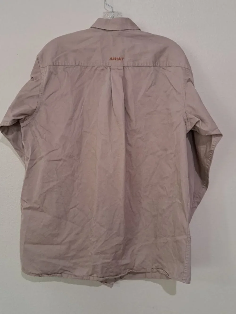 Ariat Mens Medium Button down shirt Work shirt brown khaki - Picture 5 of 6